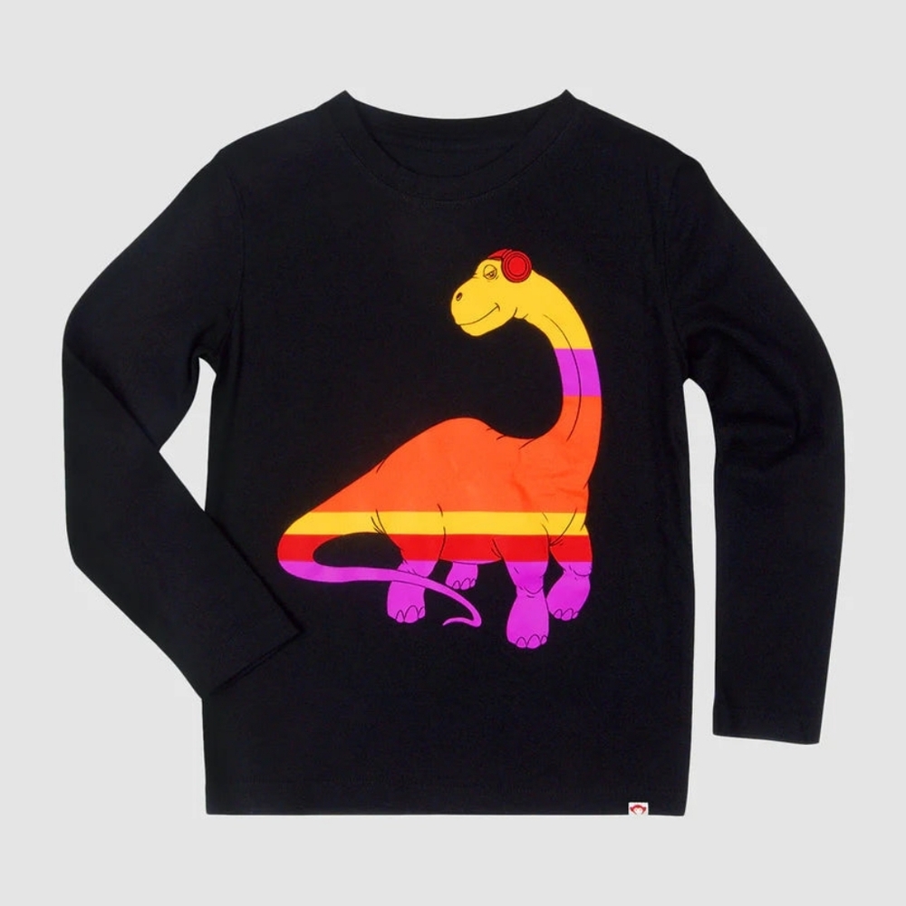 Appaman Black Long Sleeve Tee with Colorful Dinosaur Sz 2T